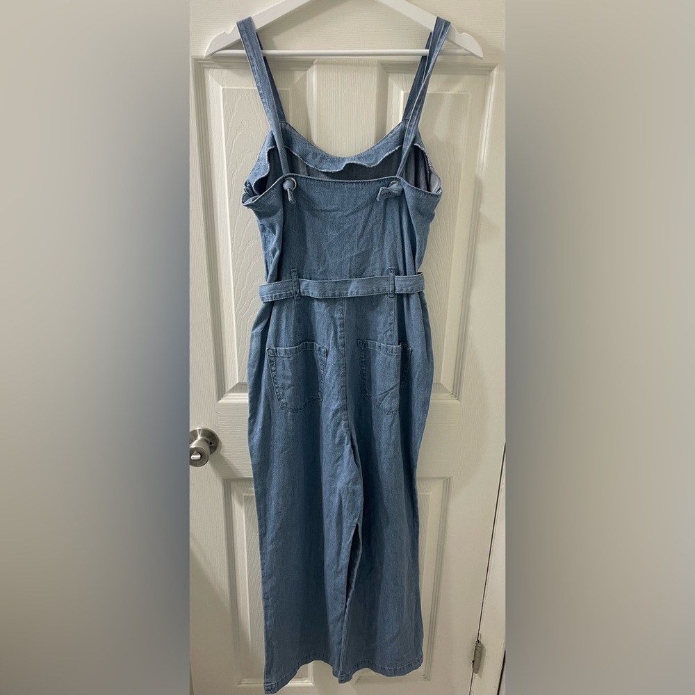 Rewash NWT Juniors' Belted Denim Jumpsuit - Picture 11 of 12